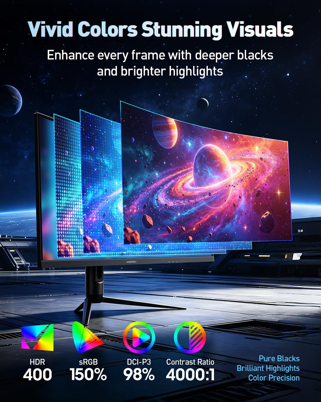 KOORUI 34" Ultrawide Curved Gaming Monitor, 240Hz, WQHD 3440×1440, 1500R Immersive Display, Adaptive Sync, 1ms, DIC-P3 98%, HDR400, HDMI 2.1/DP 1.4, VESA, for PC Gaming, Work & Play
