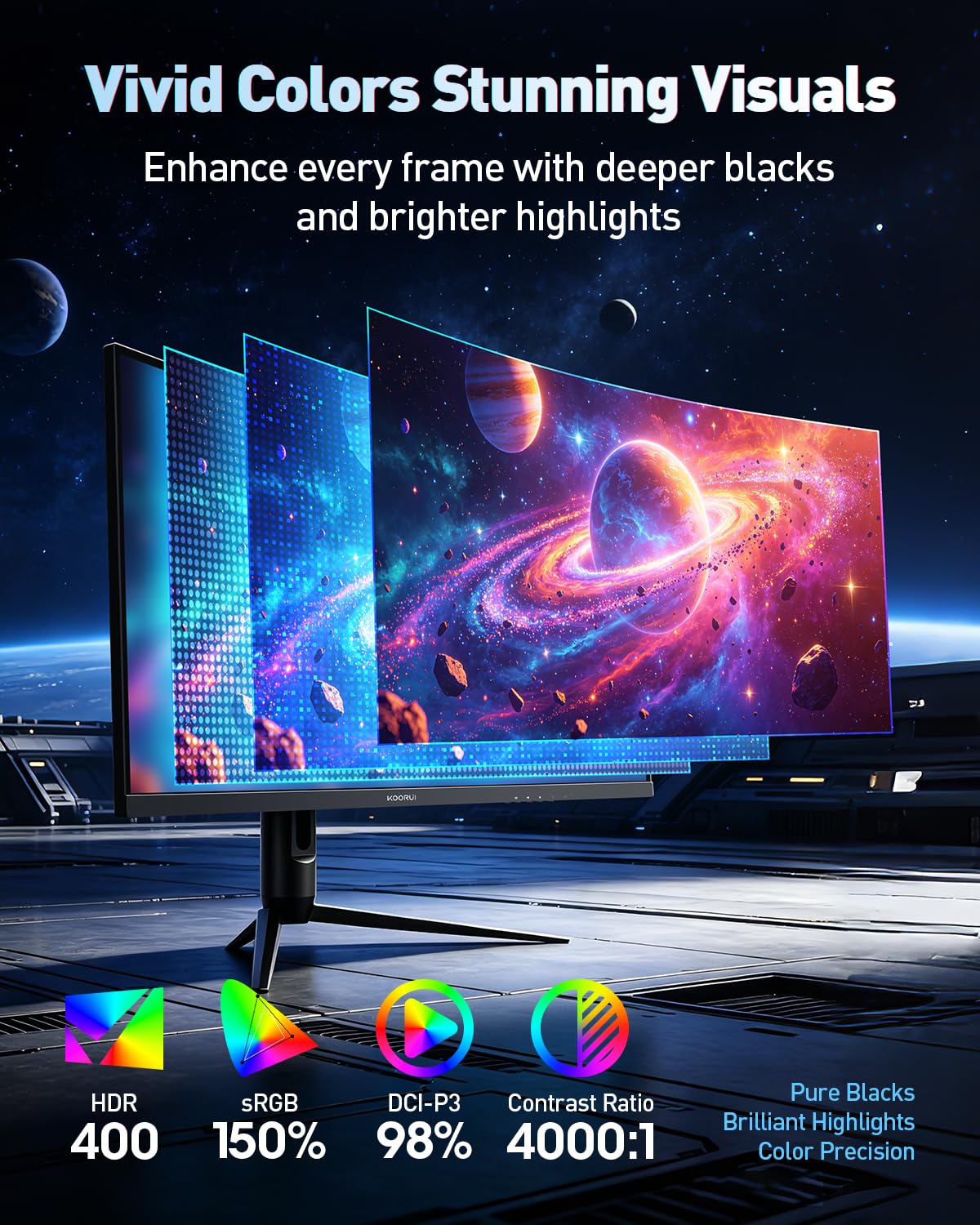 KOORUI 34" Ultrawide Curved Gaming Monitor, 240Hz, WQHD 3440×1440, 1500R Immersive Display, Adaptive Sync, 1ms, DIC-P3 98%, HDR400, HDMI 2.1/DP 1.4, VESA, for PC Gaming, Work & Play
