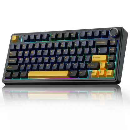 AULA F75 75% Wireless Mechanical Keyboard, Hot Swappable Creamy Keyboard, Pre-lubed Greywood Switches RGB Backlit Gaming Keyboards, 2.4GHz/Type-C/BT5.0(Cool Black)