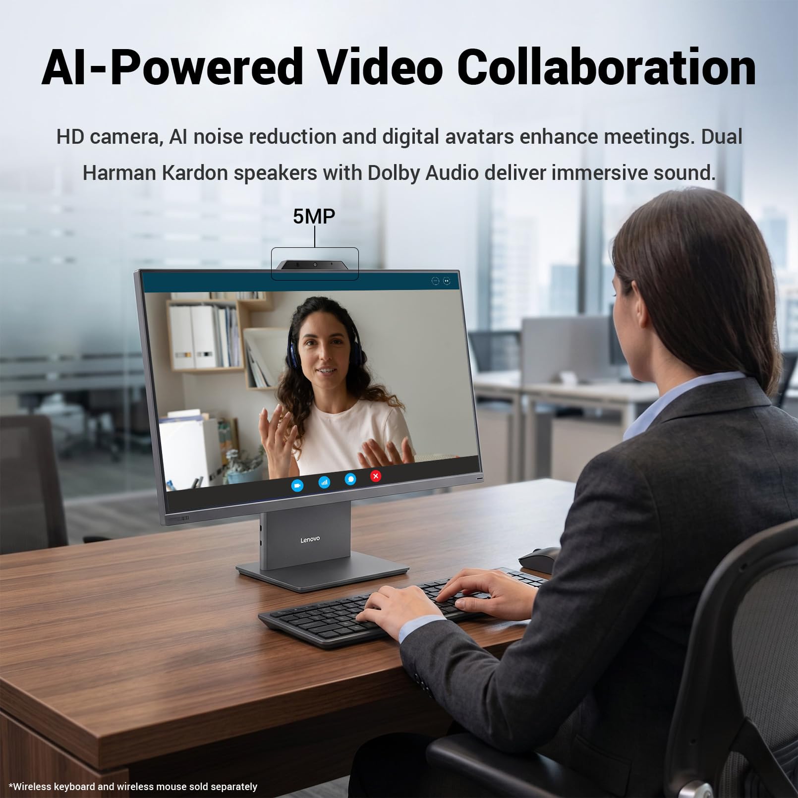 Lenovo ThinkCentre Neo 55a Gen 6 Business All-in-One, 23.8" FHD IPS 100Hz, AMD Ryzen 5 220 Up to 4.9 GHz, 16GB DDR5, 512GB SSD, Wired KB & Mouse, HDMI, 5MP Webcam, Wi-Fi 6, Windows 11 Pro, w/Bundle
