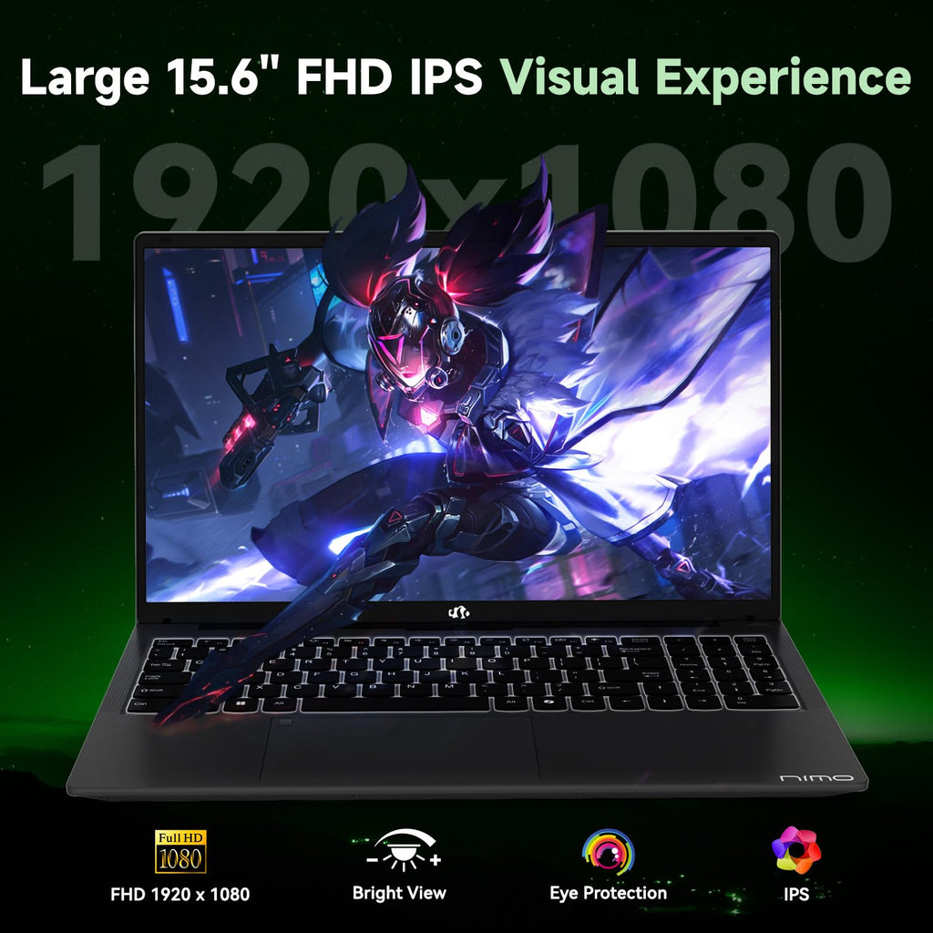 Nimo Laptop Computer, AMD Ryzen 7 7735HS (8C/16T, Beats i7-12700H), 32GB DDR5 RAM 1TB NVMe SSD, 15.6" FHD IPS, Backlit Keyboard Fingerprint Win 11, Business Laptop for College Students & Gaming