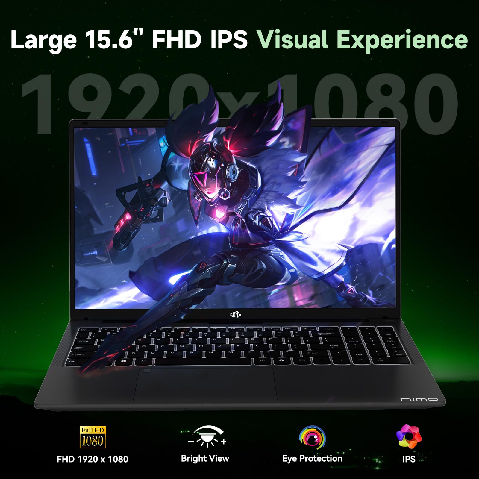 Nimo Laptop Computer, AMD Ryzen 7 7735HS (8C/16T, Beats i7-12700H), 32GB DDR5 RAM 1TB NVMe SSD, 15.6" FHD IPS, Backlit Keyboard Fingerprint Win 11, Business Laptop for College Students & Gaming