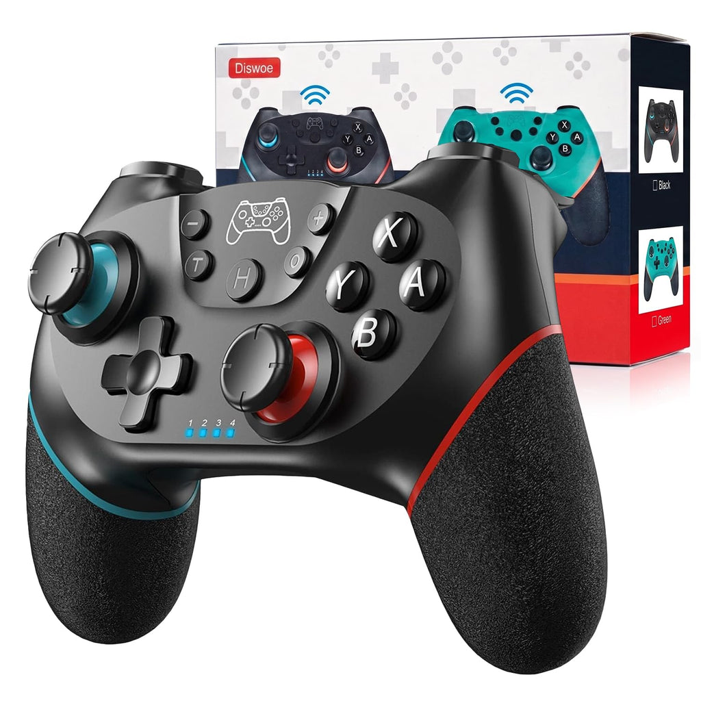 Diswoe Hall Effect Switch Controller, Wireless Pro Controller for Switch 1/OLED/Lite & Switch 2, Anti-Drift Remote with One-Key Wake-up, Zero Latency, Turbo, Dual Vibration, Black