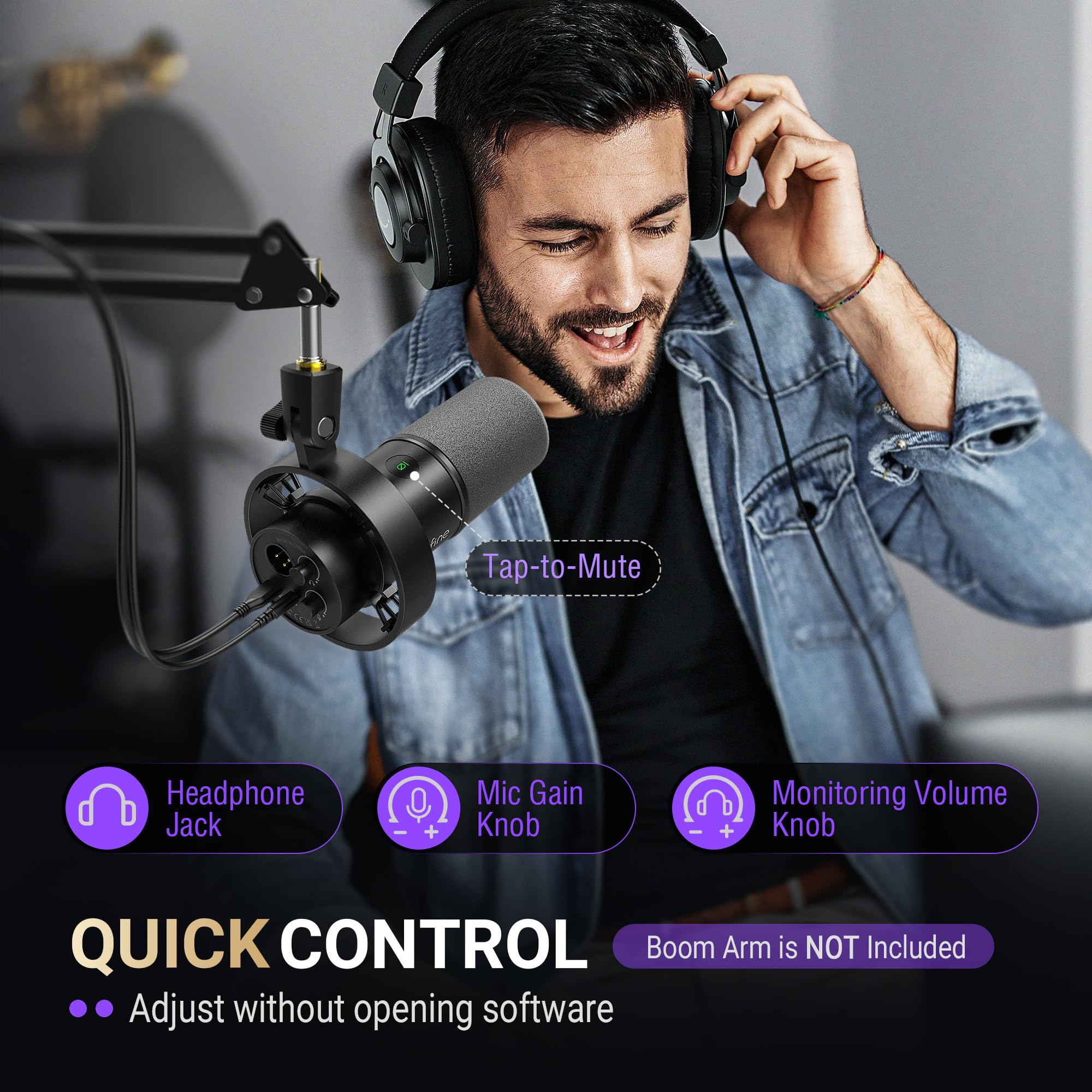 FIFINE Dynamic Microphone, XLR/USB Podcast Recording PC Microphone for Vocal Voice-Over Streaming, Studio Metal Mic with Mute, Headphone Jack, Monitoring Volume Control, Windscreen-Amplitank K688