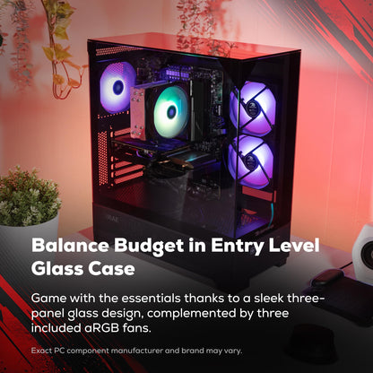 iBUYPOWER Element SE Gaming PC Desktop Computer AMD Ryzen 5 5500 CPU, AMD Radeon RX 6500XT 4GB, 16GB DDR4 Non-RGB 3200MHz RAM, 512GB NVMe SSD, Windows 11 Home, Gamer Keyboard and Mouse - ESA5R65XT04