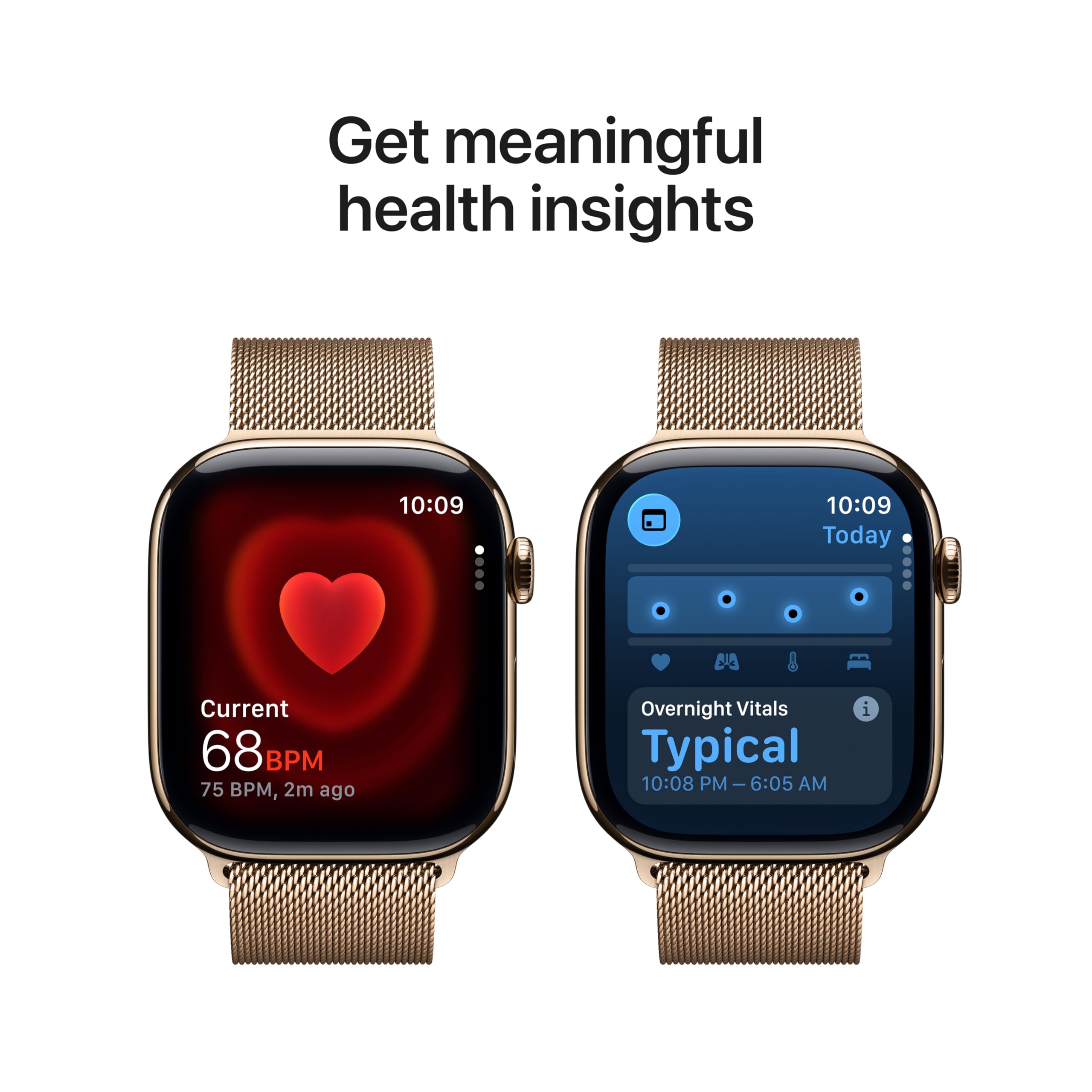 Apple Watch Series 11 [GPS + Cellular 46mm] Smartwatch with Gold Titanium Case with Gold Milanese Loop - M/L. Sleep Score, Fitness Tracker, Health Monitoring, Always-On Display, Water Resistant