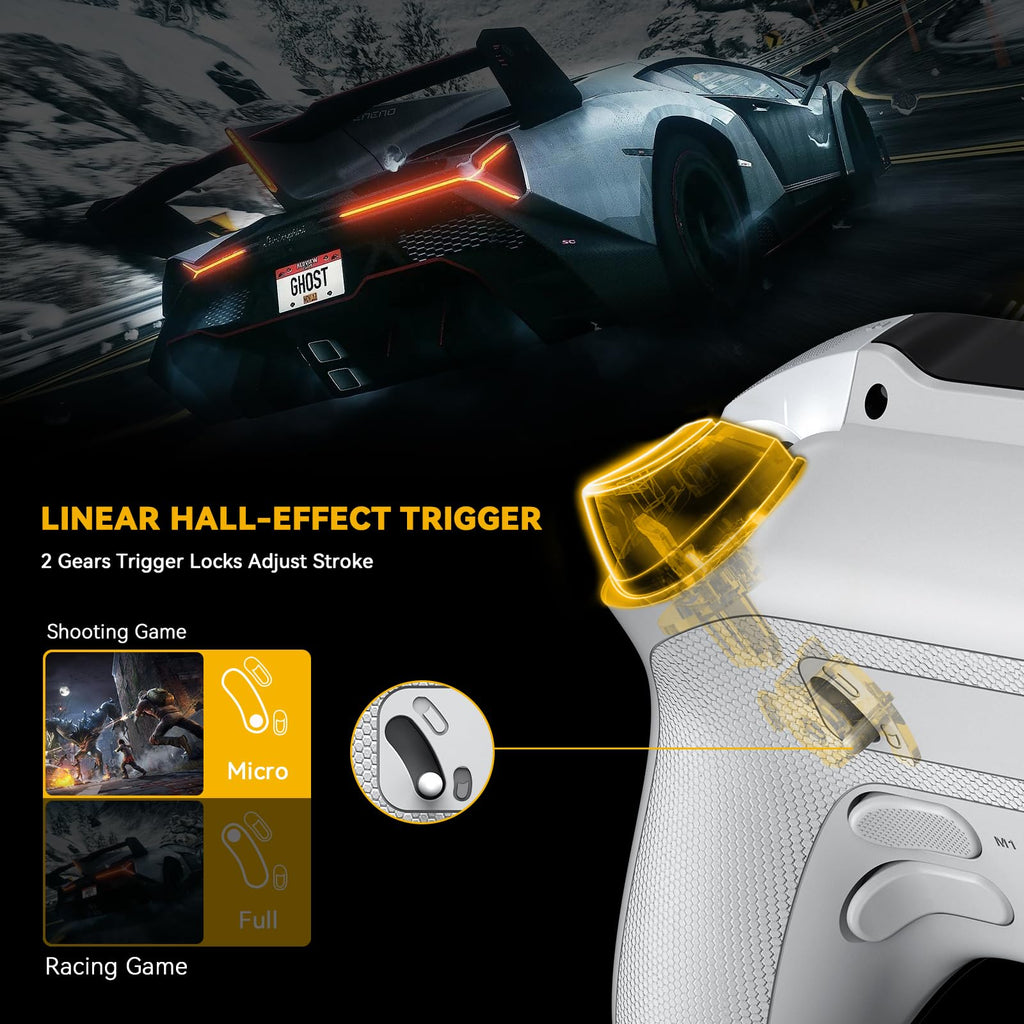 ManbaOne Interactive Screen Wireless Gaming Controller for PC/Switch/Switch 2/iOS/Android,Hall Effect Stick & Trigger,RGB Lighting,Remappable Buttons,1800mAh with Charging Dock (White)
