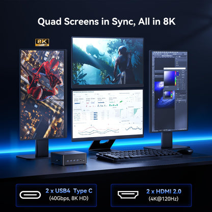 GEEKOM IT13 MAX AI Mini PC, Intel Ultra 9 185H (65W) Idea Coding/Multitasking, 1TB SSD(Up to 4TB) 16GB DDR5(Up to 96GB), Windows 11 Pro, Arc GPU,Video Editing, Dual 2.5GbE LAN, WiFi 7,8K Quad Display