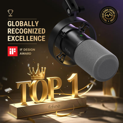 FIFINE Dynamic Microphone, XLR/USB Podcast Recording PC Microphone for Vocal Voice-Over Streaming, Studio Metal Mic with Mute, Headphone Jack, Monitoring Volume Control, Windscreen-Amplitank K688