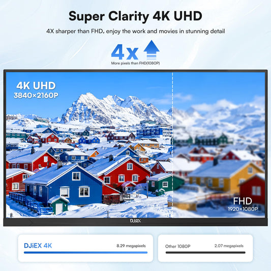 DJiEX 32 Inch 4K Computer Monitor, UHD 3840 * 2160P, 60HZ, 4000:1 Contrast Ratio, 97% sRGB, FreeSync, Eyecare, IPS Panel, Compatible with Wall Mounting, Ideal for Business & Office