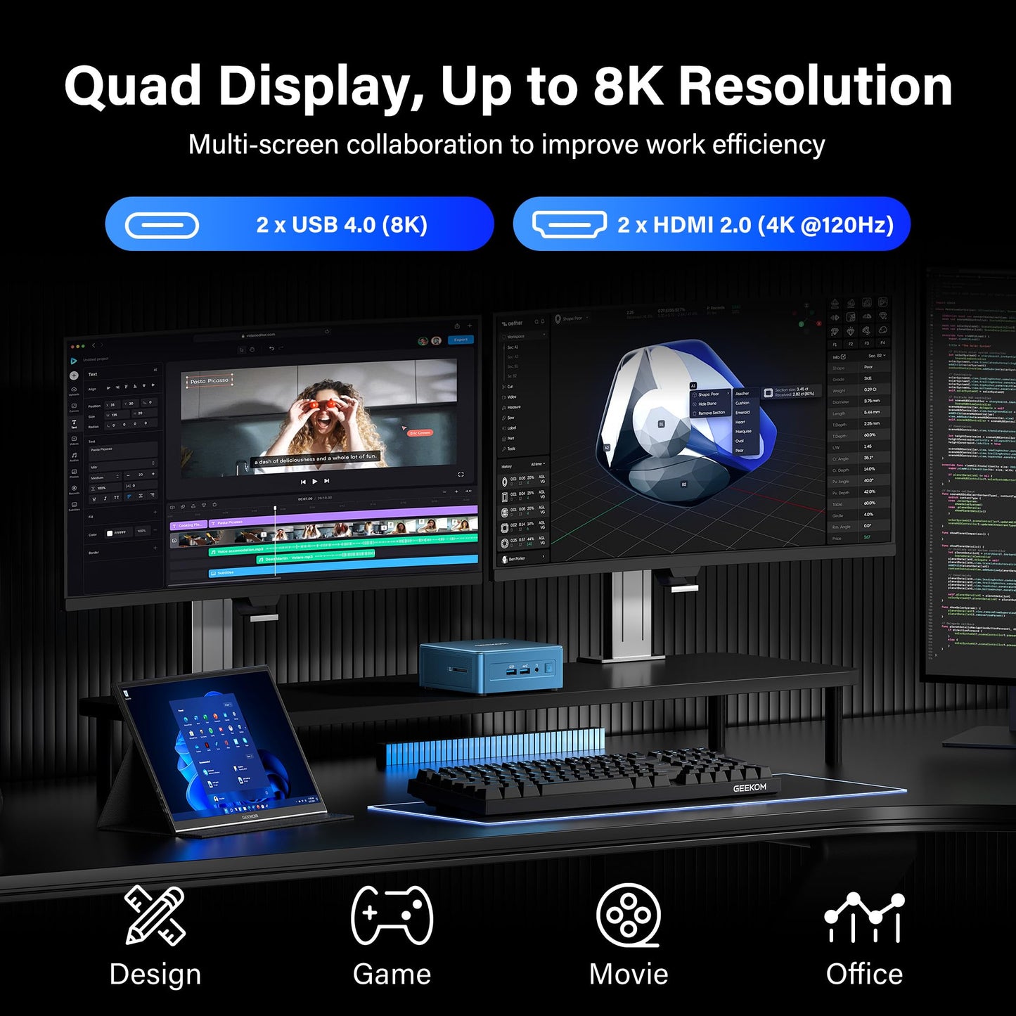 GEEKOM IT12 Business Mini PC for Plex Server & Home Office(3-Year Coverage), with Intel i5-12450H Mini Computer Windows 11, Quiet Low-Power PC 16 RAM/512GB SSD(Not LPDDR) Desktop, Dual USB4 8K