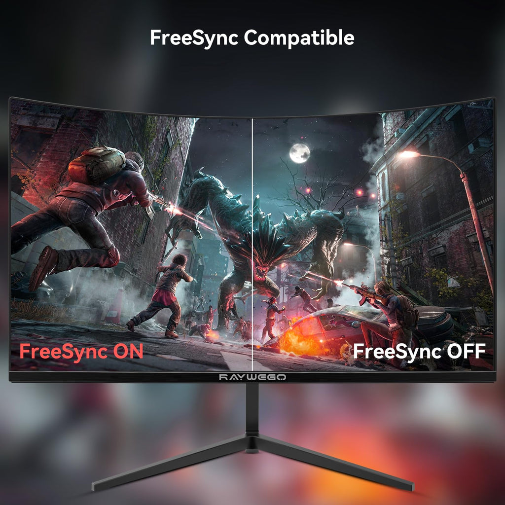 Raywego 24 Inch Curved Gaming Monitor, 200Hz/180Hz, FHD 1080P Computer Monitor, 1ms MPRT, 4000:1 Contrast Ratio, FreeSync, Eye-Care, HDMI, DP, VESA Mount Compatible