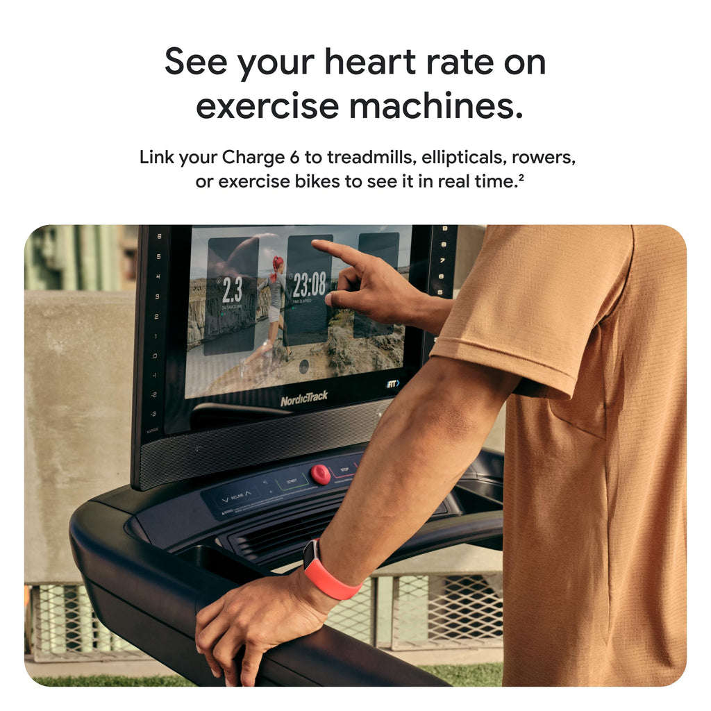 Fitbit Charge 6 Fitness Tracker with Google Apps - Heart Rate on Exercise Equipment - 3-Month Google Health Premium Membership Included - Health Tools - Porcelain/Silver - Small&Large Bands Included