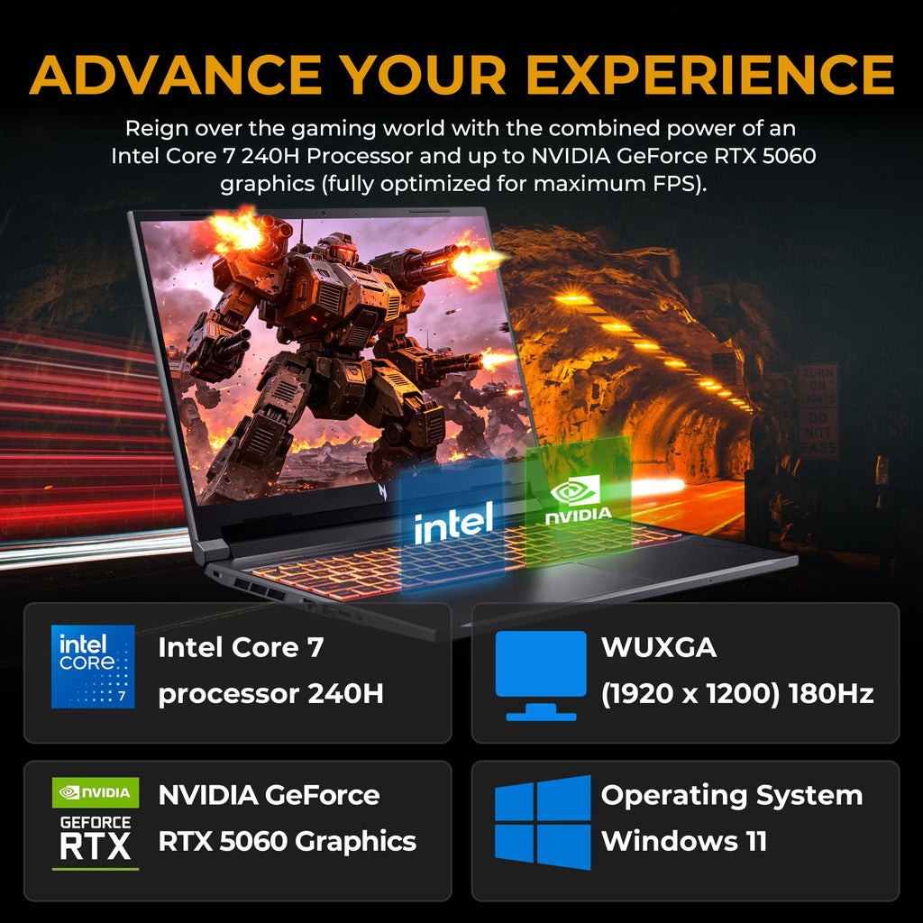 Acer Nitro V 16 16" WUXGA 180Hz Gaming Laptop, Intel Core 7 240H, NVIDIA GeForce RTX 5060, 16GB DDR5, 1.5TB Storage(512GB SSD&1TB Docking), Backlit Keyboard, Copilot+PC, Nitro Mouse, Win 11, Black