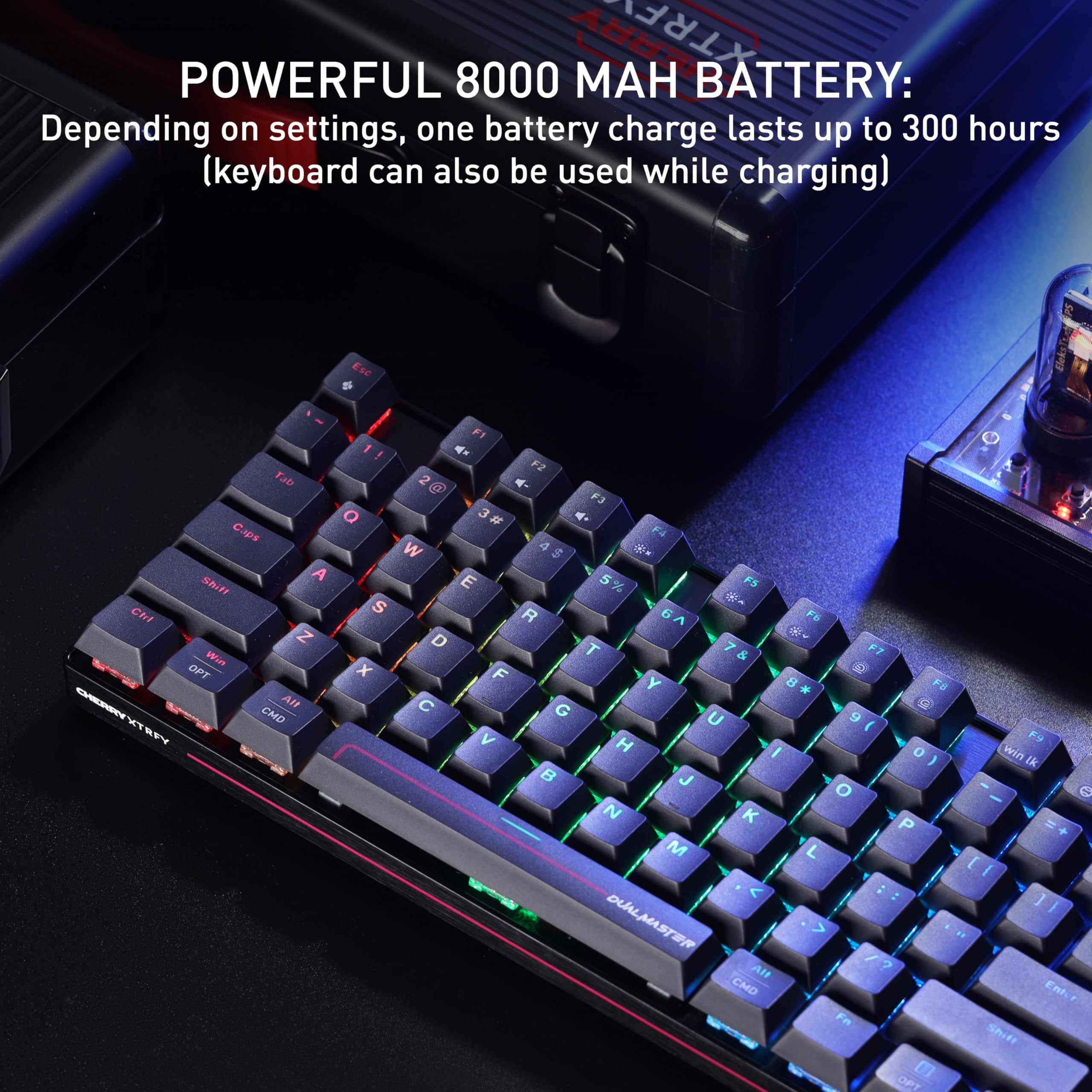 CHERRY XTRFY MX 8.2 Pro TMR Wireless | Magnetic Gaming Keyboard with TMR Technology | 8000Hz | Hot Swappable TKL RGB Mechanical (Black)