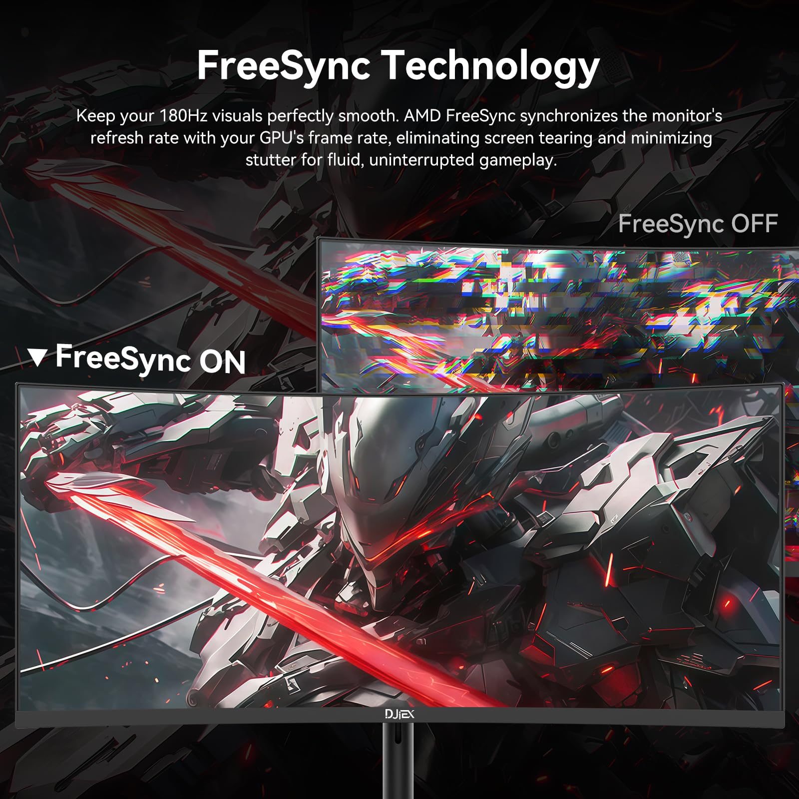 DJiEX 34 Inch Curved Gaming Computer Monitor with 180Hz Refresh Rate, WQHD 3440x1440, 127% sRGB, FreeSync,1500R Curvature & 178° Viewing Angle, Height Adjustable Base for Gaming, Business