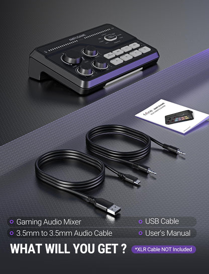 Fifine Gaming Mixer for Voice Chat and Streaming- 7.1ch Surround Sound Headphone Amp-XLR Preamp-USB Plug & Play-Voice Changer-RGB-Volume Control-3 EQ Modes Ampligame SC8