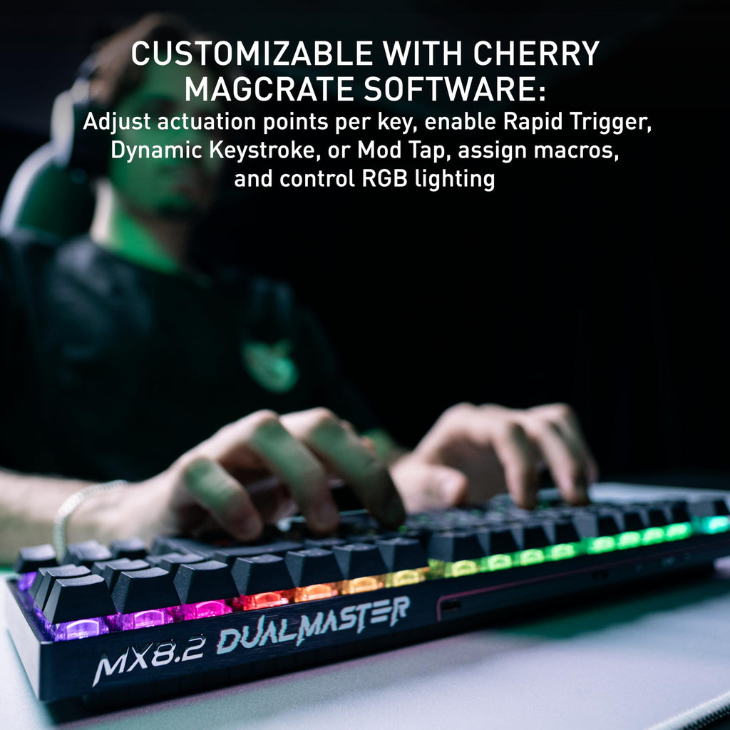 CHERRY XTRFY MX 8.2 Pro TMR Wireless | Magnetic Gaming Keyboard with TMR Technology | 8000Hz | Hot Swappable TKL RGB Mechanical (Black)