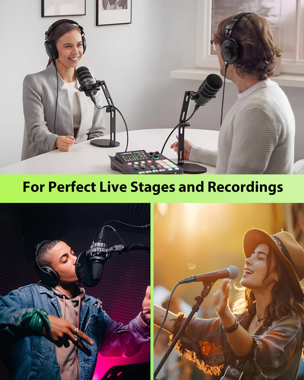 XLR Cables 25ft 2 Pack, 20 AWG, Kevlar-Reinforced Nylon Braided Microphone Cable, Professional Gold-Plated Rean Connectors from Neutrik, Mic Cable, Shielded and Balanced XLR Male to Female Cord