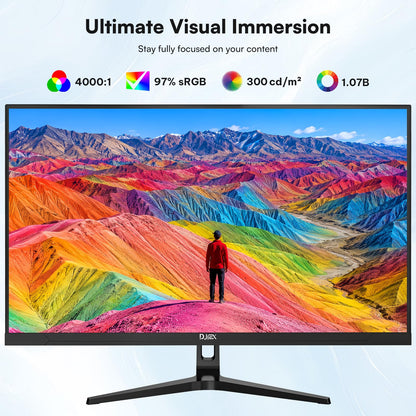 DJiEX 32 Inch 4K Computer Monitor, UHD 3840 * 2160P, 60HZ, 4000:1 Contrast Ratio, 97% sRGB, FreeSync, Eyecare, IPS Panel, Compatible with Wall Mounting, Ideal for Business & Office