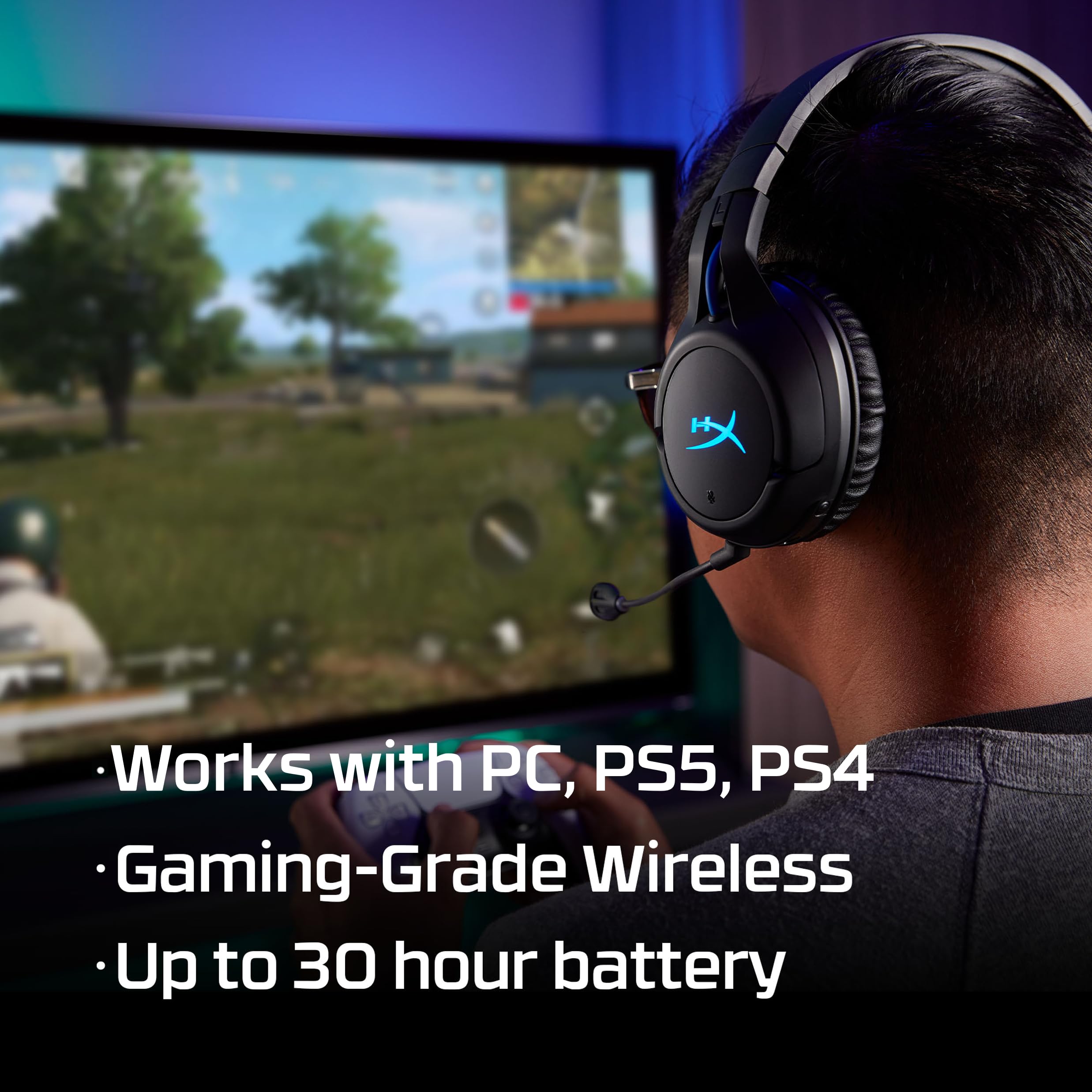 HyperX Cloud Flight – Wireless Gaming Headset for PS5 and PS4, Up to 30-hour battery, Memory foam ear cushions and premium leatherette, Noise-Cancelling Microphone with LED Mic Mute
