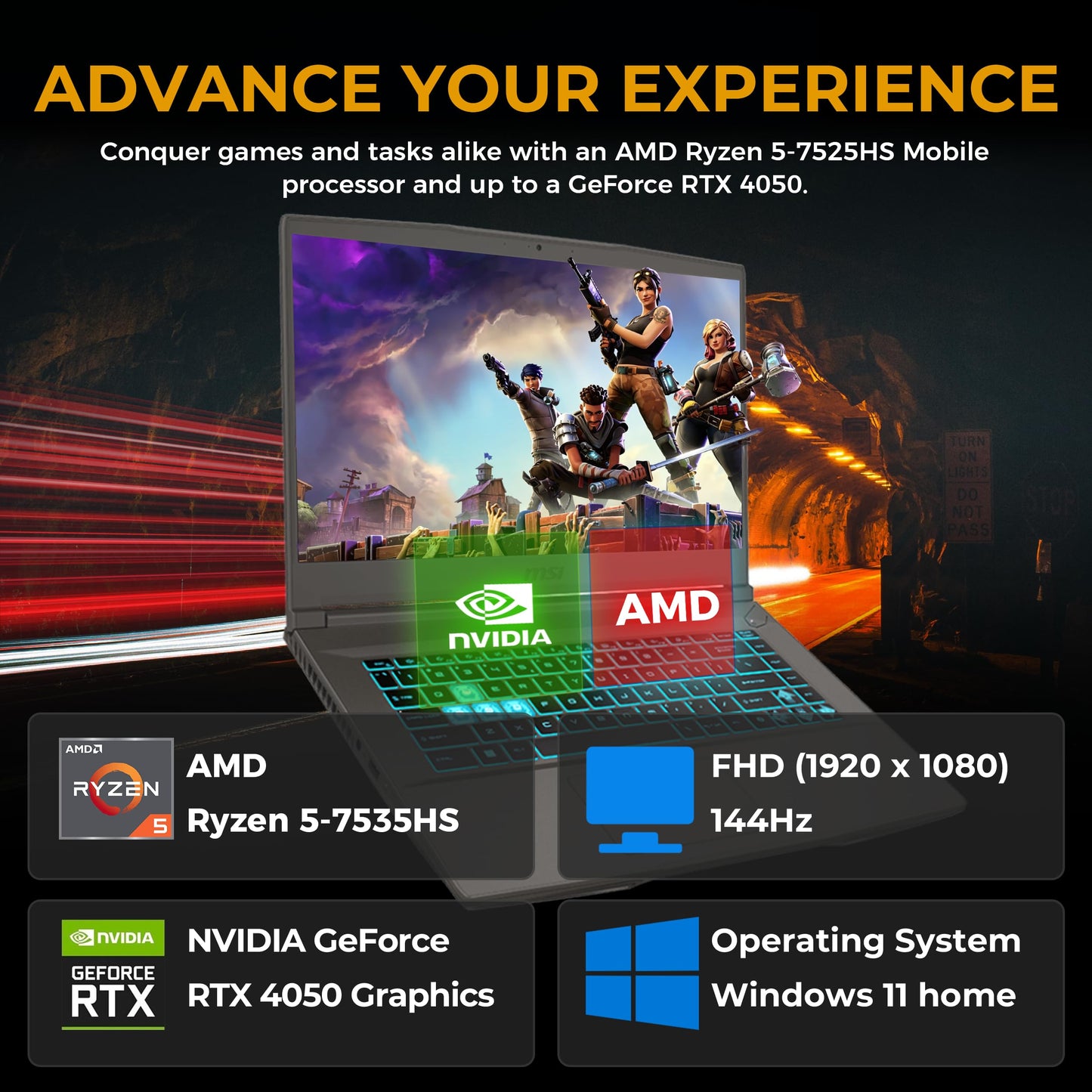 msi Thin A15 15.6" FHD 144Hz Gaming Laptop, AMD Ryzen 5 7535HS, GeForce RTX 4050 6GB GDDR6, 8GB DDR5 RAM, 512GB PCle SSD&1TB Docking Station, Backlit Keyboard, Wi-Fi 6E, Win11, Black