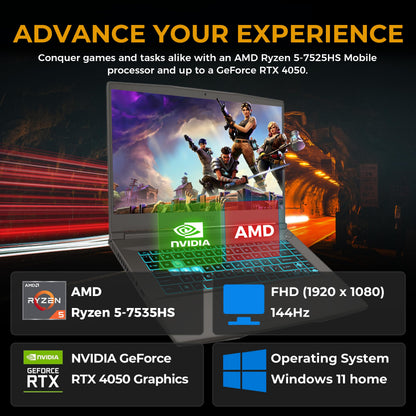 msi Thin A15 15.6" FHD 144Hz Gaming Laptop, AMD Ryzen 5 7535HS, GeForce RTX 4050 6GB GDDR6, 8GB DDR5 RAM, 512GB PCle SSD&1TB Docking Station, Backlit Keyboard, Wi-Fi 6E, Win11, Black