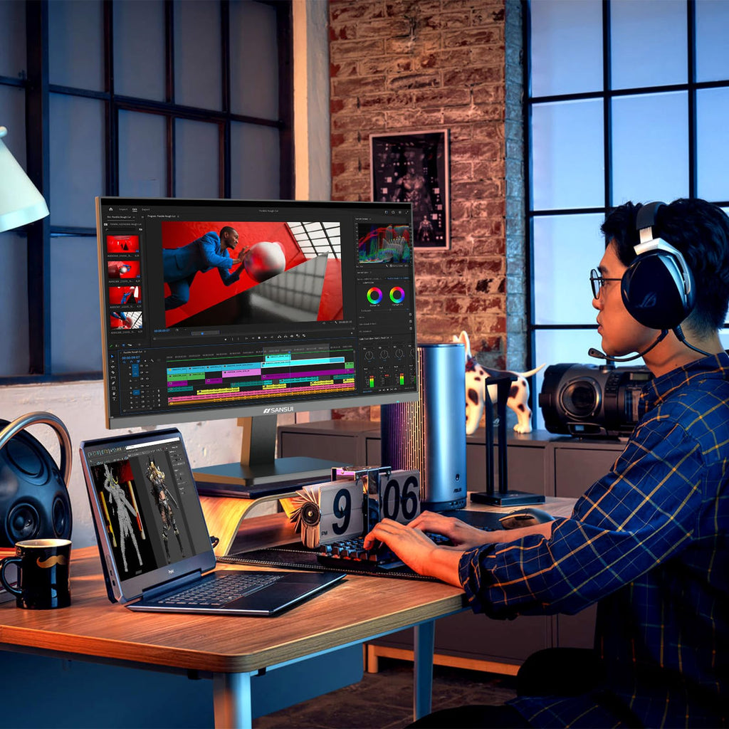 SANSUI Monitor 24 inch 100Hz Computer Monitor丨FHD 1080P PC Monitor丨HDMI丨FreeSync丨HDR丨Earphone Jack丨 Ergonomic Tilt for Home and Office