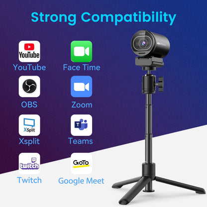 EMEET S600 webcam 4K for streaming with Sony sensor, PDAF autofocus, 1080p/60FPS, noise reduction microphones and privacy cap.