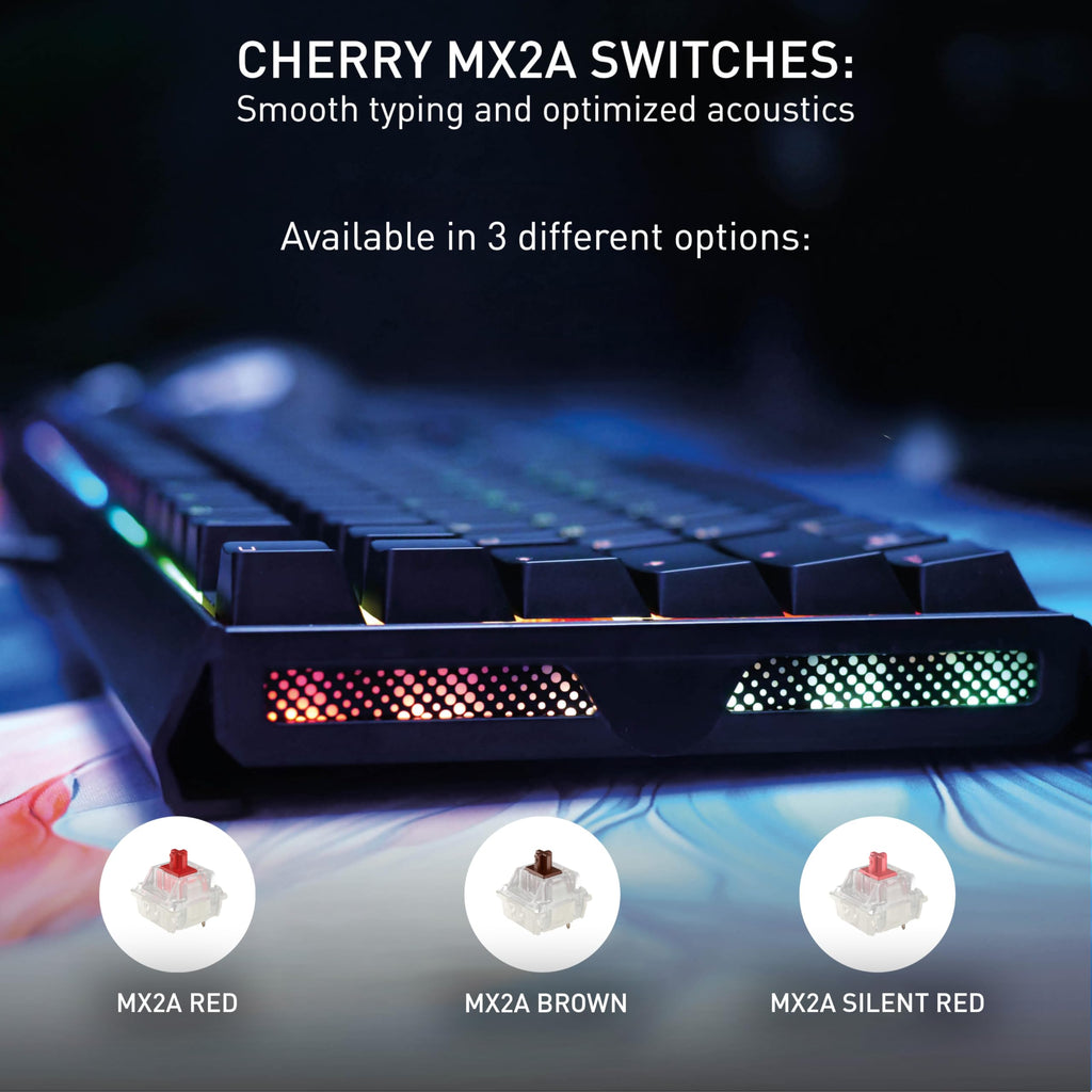 CHERRY XTRFY MX 3.1, Wired Mechanical Gaming Keyboard, Durable Aluminum Housing, RGB Lighting, Integrated Damping Mechanisms, USB-A, MX2A Silent RED Switches, Black