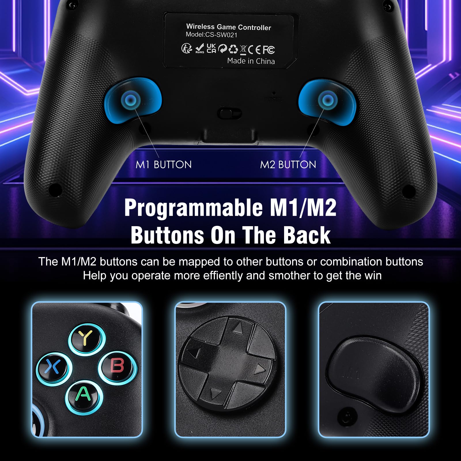 DuLingKer PC Controller, Wireless Game Controller for Windows PC/Switch/Switch 2/Steam/Android, PC Gamepad with Charging Dock, Hall Effect Joystick and Trigger(No Drift), RGB, M1/M2 Buttons, Vibration
