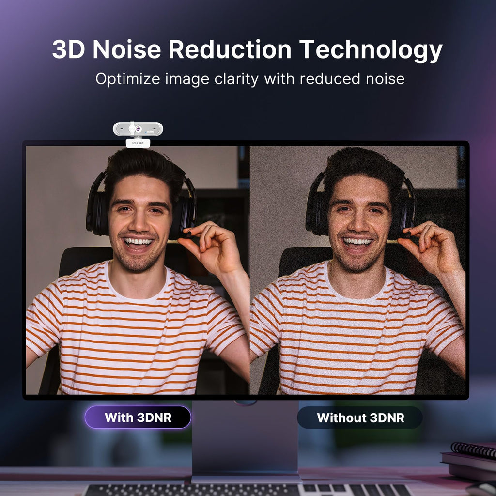 NexiGo N660P Pro 4K with autofocus, 1080p 60 FPS, microphones with noise reduction and white privacy