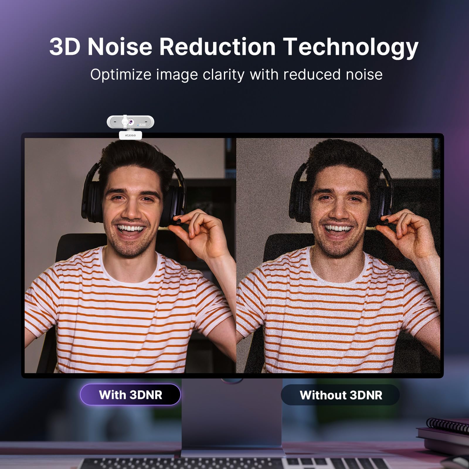 NexiGo N660P Pro 4K with autofocus, 1080p 60 FPS, microphones with noise reduction and white privacy