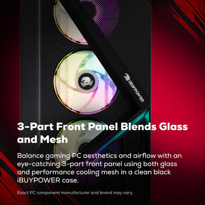 iBUYPOWER Slate Gaming PC Desktop Computer AMD Ryzen 7 9700F CPU, AMD Radeon RX 9060 8GB GPU, 16GB DDR5 RGB 5200MHz RAM, 1TB NVMe SSD, Windows 11 Home, Gamer Keyboard and Mouse - SBA7R9601