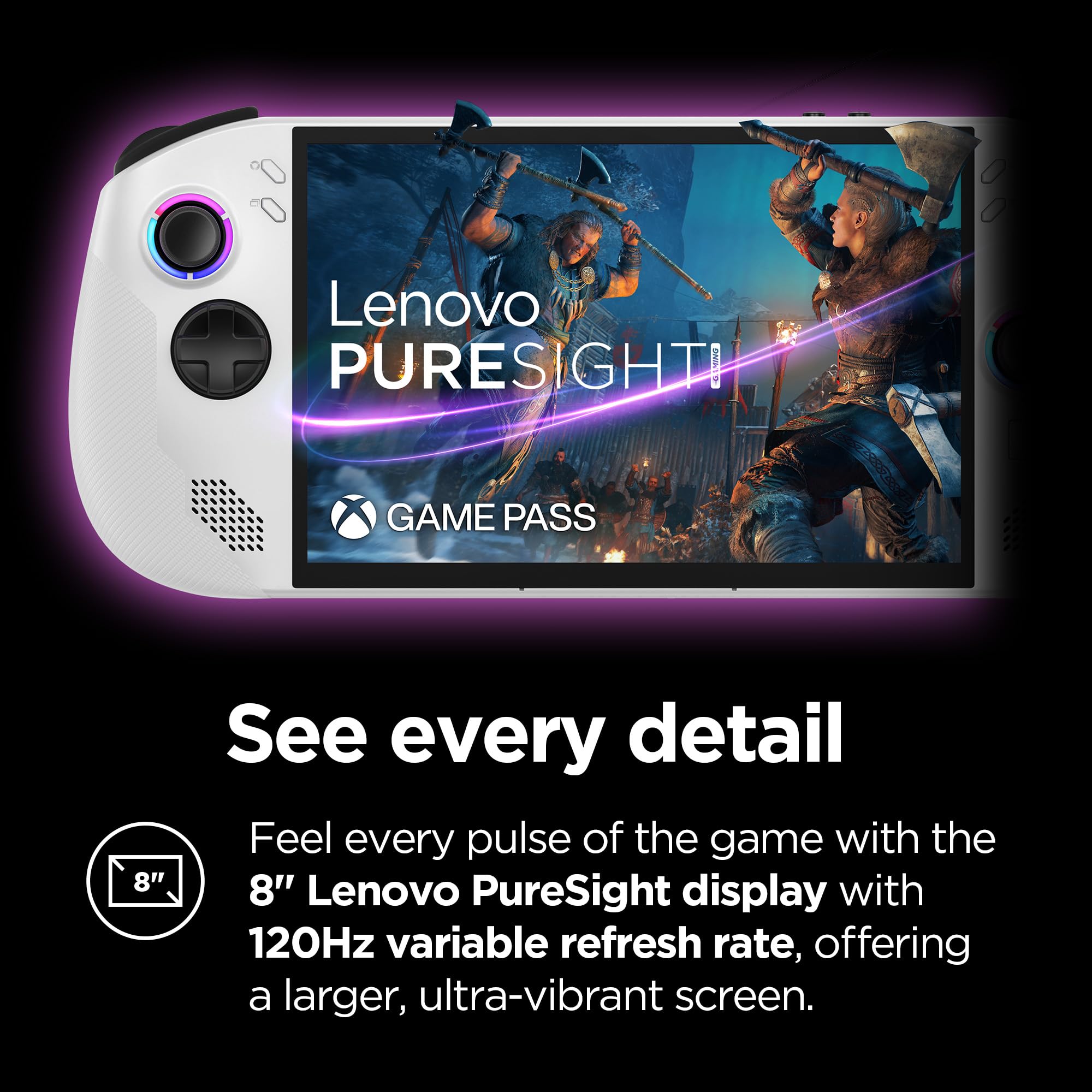 Lenovo Legion Go S - 2025 - Mobile Gaming Console - AMD Radeon graphics - 8" PureSight IPS Display - 120Hz - AMD Ryzen™ Z2 Go - 16GB Memory - 512GB Storage - Glacier White - Free PC Game Pass