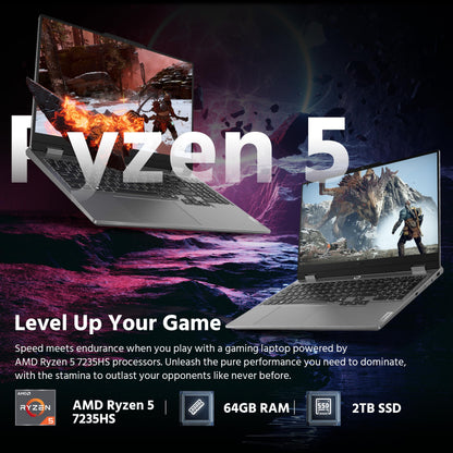 Lenovo LOQ 15.6" FHD 144Hz Gaming Laptop, AMD Ryzen 5 7235HS, NVIDIA GeForce RTX 4050 6GB GDDR6, 64GB RAM, 3TB Storage(2TB SSD+1TB Docking Station), Backlit Keyboard, Wi-Fi 6, Win 11 Pro, Luna Gray