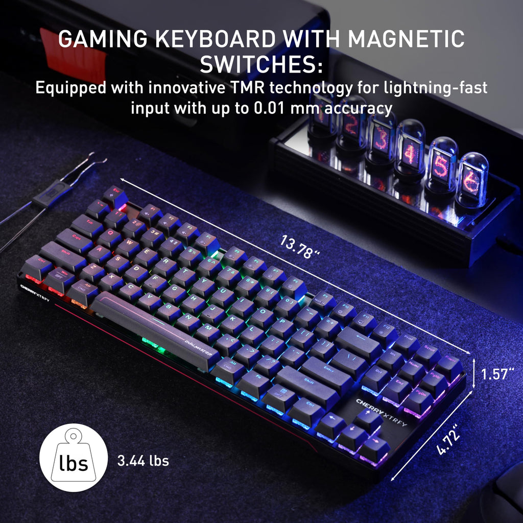 CHERRY XTRFY MX 8.2 Pro TMR Wireless | Magnetic Gaming Keyboard with TMR Technology | 8000Hz | Hot Swappable TKL RGB Mechanical (Black)